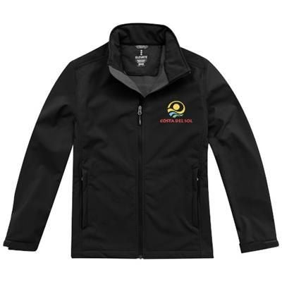 Branded Promotional MAXSON SOFTSHELL JACKET in Black Solid Jacket From Concept Incentives.