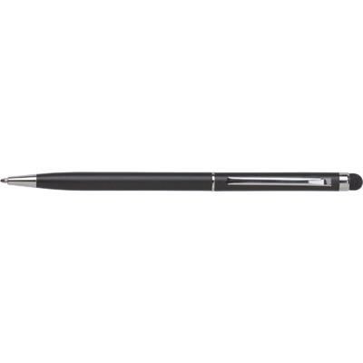 Branded Promotional METAL TOUCH SCREEN BALL PEN with Rubber Stylus Tip in Black Pen From Concept Incentives.