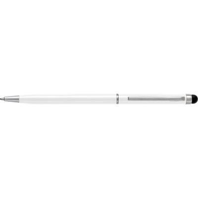 Branded Promotional METAL TOUCH SCREEN BALL PEN with Rubber Stylus Tip in White Pen From Concept Incentives.