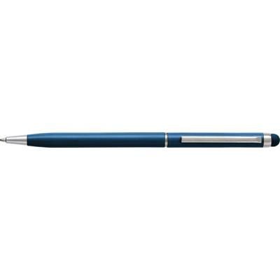 Branded Promotional METAL TOUCH SCREEN BALL PEN with Rubber Stylus Tip in Blue Pen From Concept Incentives.