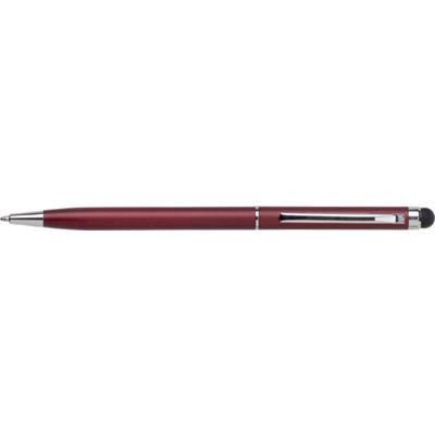 Branded Promotional METAL TOUCH SCREEN BALL PEN with Rubber Stylus Tip in Burgundy Pen From Concept Incentives.