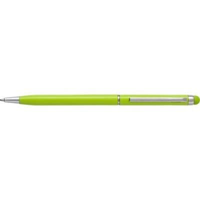 Branded Promotional METAL TOUCH SCREEN BALL PEN with Rubber Stylus Tip in Pale Green Pen From Concept Incentives.
