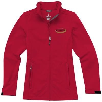 Branded Promotional MAXSON SOFTSHELL LADIES JACKET in Red Jacket From Concept Incentives.