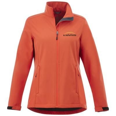 Branded Promotional MAXSON SOFTSHELL LADIES JACKET in Orange Jacket From Concept Incentives.