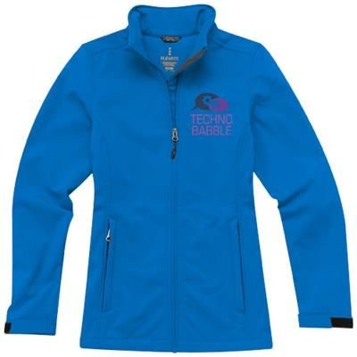 Branded Promotional MAXSON SOFTSHELL LADIES JACKET in Blue Jacket From Concept Incentives.