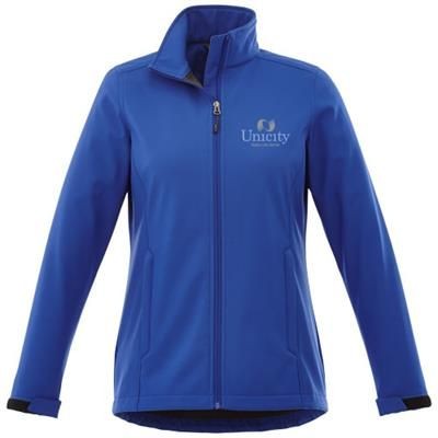 Branded Promotional MAXSON SOFTSHELL LADIES JACKET in Classic Royal Blue Jacket From Concept Incentives.