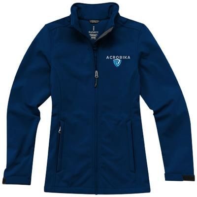 Branded Promotional MAXSON SOFTSHELL LADIES JACKET in Navy Jacket From Concept Incentives.