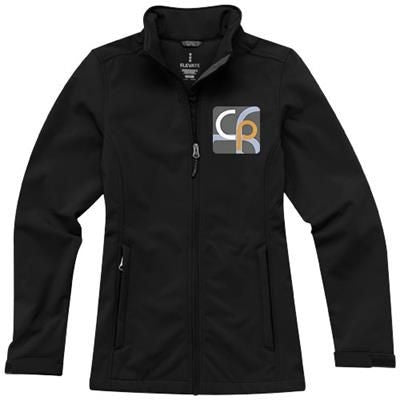 Branded Promotional MAXSON SOFTSHELL LADIES JACKET in Black Solid Jacket From Concept Incentives.