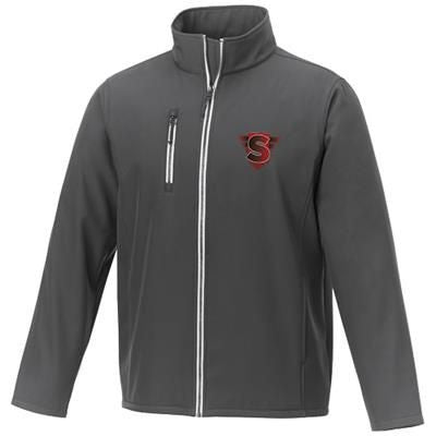 Branded Promotional ORION MENS SOFTSHELL JACKET in Storm Grey Jacket From Concept Incentives.