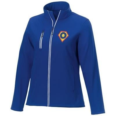 Branded Promotional ORION LADIES SOFTSHELL JACKET in Blue Jacket From Concept Incentives.