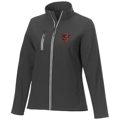 Branded Promotional ORION LADIES SOFTSHELL JACKET in Storm Grey Jacket From Concept Incentives.