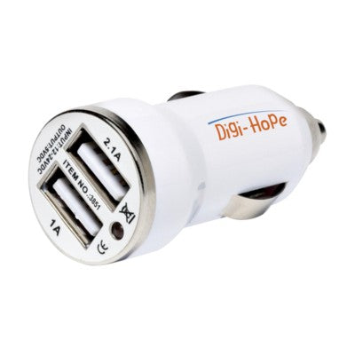 Branded Promotional DUAL USB CAR CHARGER in White Charger From Concept Incentives.