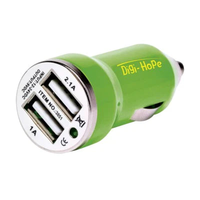Branded Promotional DUAL USB CAR CHARGER in Green Charger From Concept Incentives.
