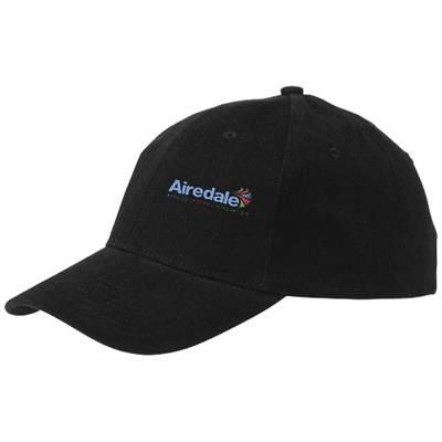 Branded Promotional BRYSON 6 PANEL CAP in Black Solid Baseball Cap From Concept Incentives.