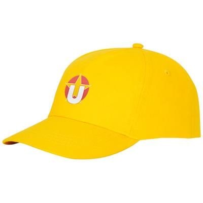 Branded Promotional FENIKS 5 PANEL CAP in Yellow Baseball Cap From Concept Incentives.