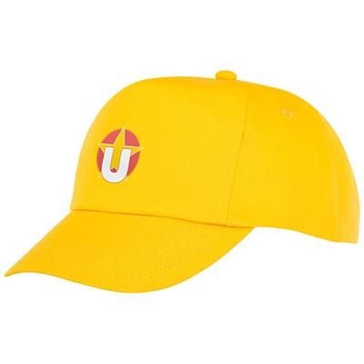 Branded Promotional FENIKS CHILDRENS 5 PANEL CAP in Yellow Baseball Cap From Concept Incentives.