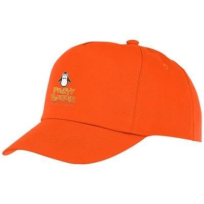 Branded Promotional FENIKS CHILDRENS 5 PANEL CAP in Orange Baseball Cap From Concept Incentives.