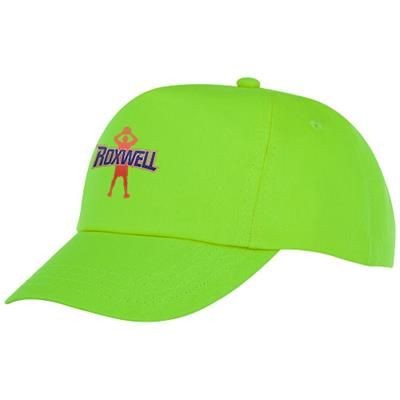 Branded Promotional FENIKS CHILDRENS 5 PANEL CAP in Apple Green Baseball Cap From Concept Incentives.