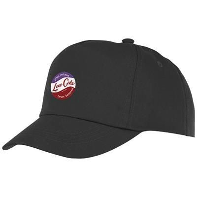 Branded Promotional FENIKS CHILDRENS 5 PANEL CAP in Black Solid Baseball Cap From Concept Incentives.