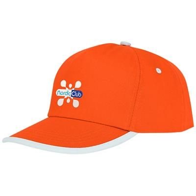 Branded Promotional NESTOR 5 PANEL CAP with Piping in Orange-white Solid Baseball Cap From Concept Incentives.
