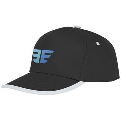 Branded Promotional NESTOR 5 PANEL CAP with Piping in Black Solid-white Solid Baseball Cap From Concept Incentives.