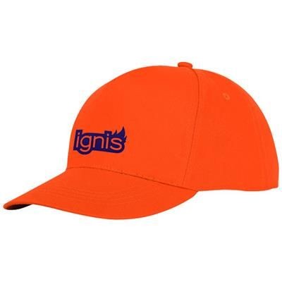 Branded Promotional HADES 5 PANEL CAP in Orange Baseball Cap From Concept Incentives.