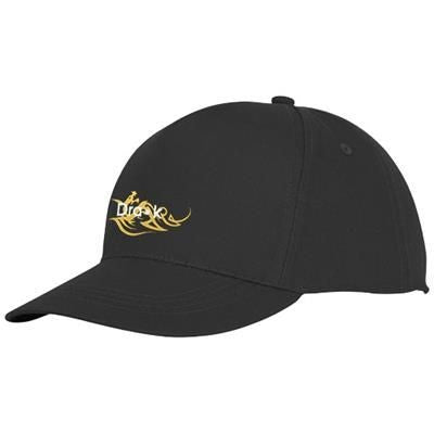 Branded Promotional HADES 5 PANEL CAP in Black Solid Baseball Cap From Concept Incentives.