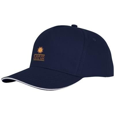 Branded Promotional CETO 5 PANEL SANDWICH CAP in Navy Baseball Cap From Concept Incentives.