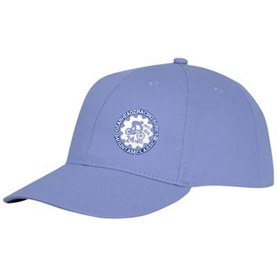 Branded Promotional ARES 6 PANEL CAP in Light Blue Baseball Cap From Concept Incentives.