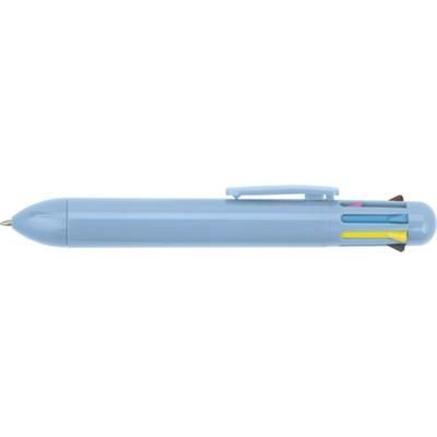 Branded Promotional EIGHT COLOUR PLASTIC BALL PEN in Pale Blue Pen From Concept Incentives.