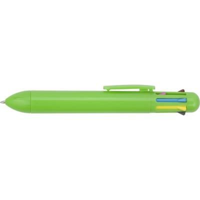 Branded Promotional EIGHT COLOUR PLASTIC BALL PEN in Light Green Pen From Concept Incentives.