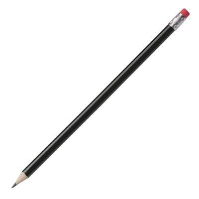 Branded Promotional HICKORY PENCIL in Black with Eraser Pencil From Concept Incentives.