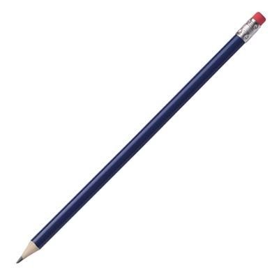 Branded Promotional HICKORY PENCIL in Navy with Eraser Pencil From Concept Incentives.