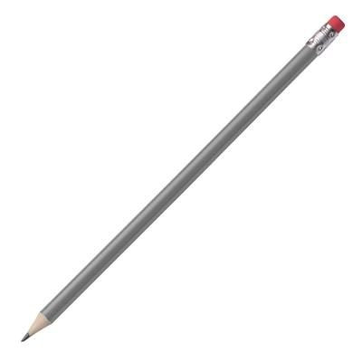 Branded Promotional HICKORY PENCIL in Grey with Eraser Pencil From Concept Incentives.