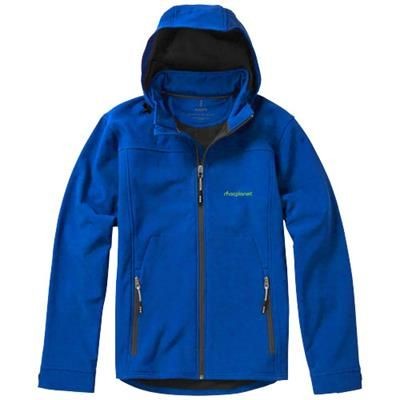 Branded Promotional LANGLEY SOFTSHELL JACKET in Blue Jacket From Concept Incentives.