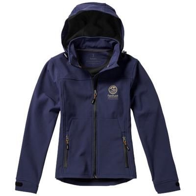 Branded Promotional LANGLEY SOFTSHELL LADIES JACKET in Navy Jacket From Concept Incentives.