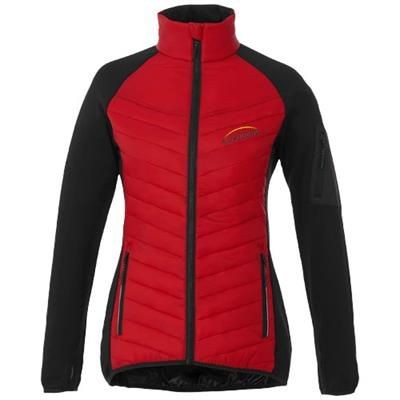 Branded Promotional BANFF HYBRID THERMAL INSULATED LADIES JACKET in Red Jacket From Concept Incentives.