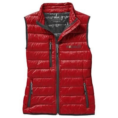 Branded Promotional FAIRVIEW LIGHT DOWN LADIES BODYWARMER in Red Bodywarmer Gilet Jacket From Concept Incentives.