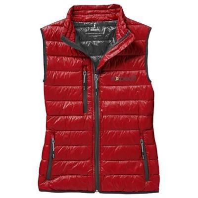Branded Promotional FAIRVIEW LIGHT DOWN LADIES BODYWARMER in Red Bodywarmer Gilet Jacket From Concept Incentives.