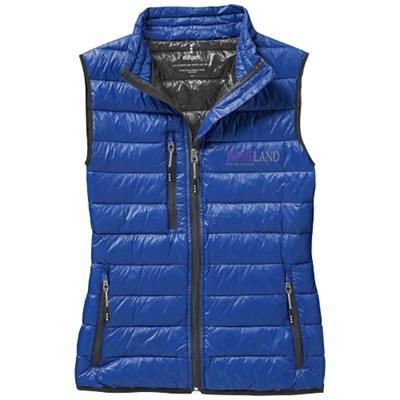 Branded Promotional FAIRVIEW LIGHT DOWN LADIES BODYWARMER in Blue Bodywarmer Gilet Jacket From Concept Incentives.
