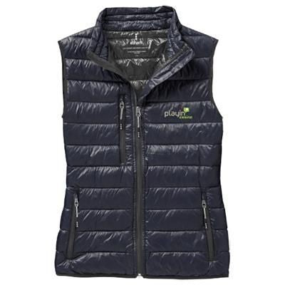 Branded Promotional FAIRVIEW LIGHT DOWN LADIES BODYWARMER in Navy Bodywarmer Gilet Jacket From Concept Incentives.