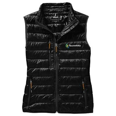 Branded Promotional FAIRVIEW LIGHT DOWN LADIES BODYWARMER in Black Solid Bodywarmer Gilet Jacket From Concept Incentives.
