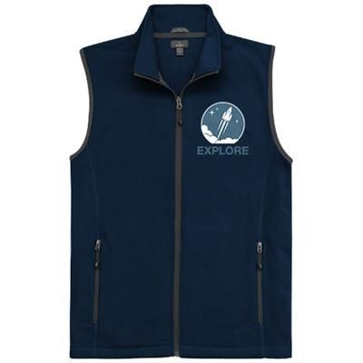 Branded Promotional TYNDALL MICRO FLEECE BODYWARMER in Navy Bodywarmer From Concept Incentives.