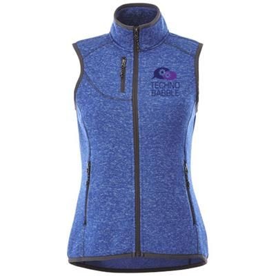 Branded Promotional FONTAINE LADIES KNIT BODYWARMER in Heather Blue Bodywarmer Gilet Jacket From Concept Incentives.