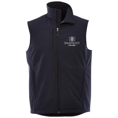Branded Promotional STINSON SOFTSHELL BODYWARMER in Navy Bodywarmer From Concept Incentives.