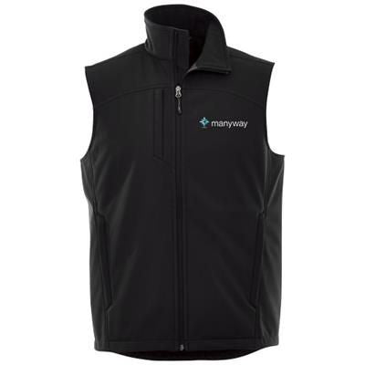 Branded Promotional STINSON SOFTSHELL BODYWARMER in Black Solid Bodywarmer From Concept Incentives.