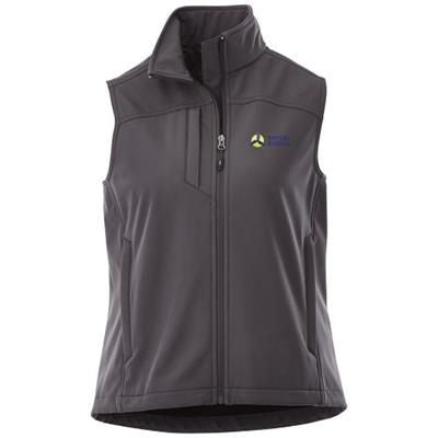 Branded Promotional STINSON LADIES SOFTSHELL BODYWARMER in Storm Grey Bodywarmer Gilet Jacket From Concept Incentives.
