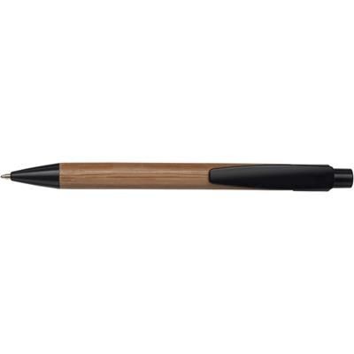 Branded Promotional BAMBOO BALL PEN in Natural & Black Pen From Concept Incentives.