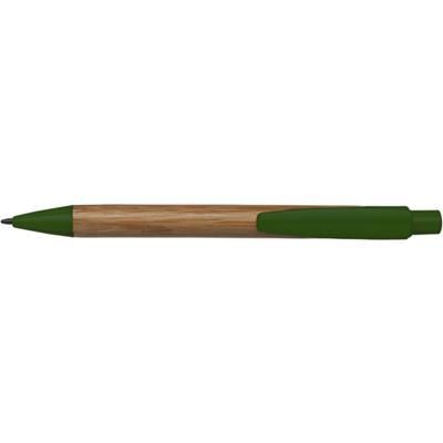 Branded Promotional BAMBOO BALL PEN in Natural & Green Pen From Concept Incentives.
