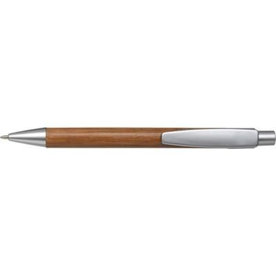 Branded Promotional BAMBOO BALL PEN in Natural & Silver Pen From Concept Incentives.